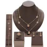 Fashionable Handmade Woven Beads Wave Line Open Cuff Bracelet Ring Necklace Earrings 4 pcs Set