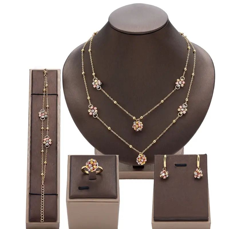 Fashionable-Handmade-Woven-Beads-Wave-Line-Open-Cuff-Bracelet-Ring-Necklace-Earrings-4-pcs-Set-1 Fashionable Handmade Woven Beads Wave Line Open Cuff Bracelet Ring Necklace Earrings 4 pcs Set - Image 1