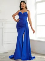 Gorgeous Spaghetti Mermaid Graduation Performance Maxi Draped Dress
