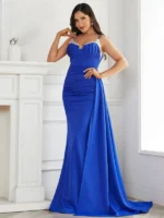 Gorgeous Spaghetti Mermaid Graduation Performance Maxi Draped Dress - Image 6