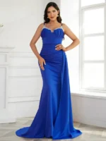Gorgeous Spaghetti Mermaid Graduation Performance Maxi Draped Dress - Image 5