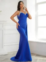 Gorgeous Spaghetti Mermaid Graduation Performance Maxi Draped Dress - Image 2