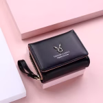 Luxury Brand Card Holder With Coin Purse PU Leather Hasp Mini Clutch Short Small Wallet